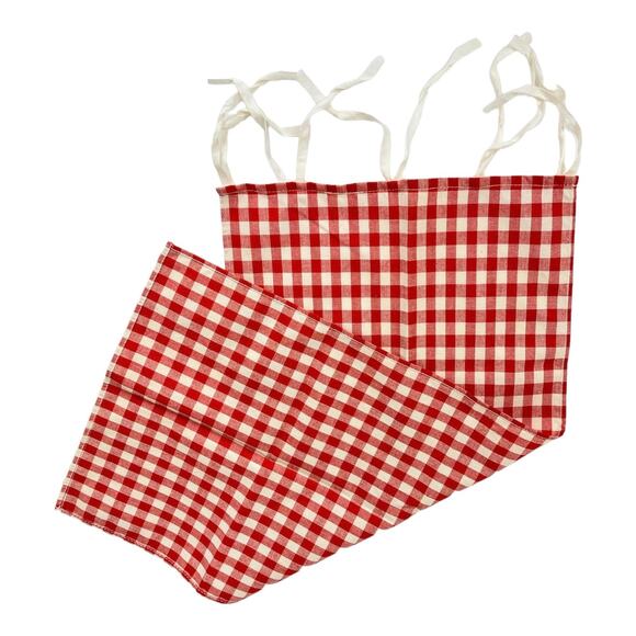 American Girl Felicity Post Bed Curtain w/ Ties 10.5"W x 22"L Red Check Bedding - Picture 2 of 6